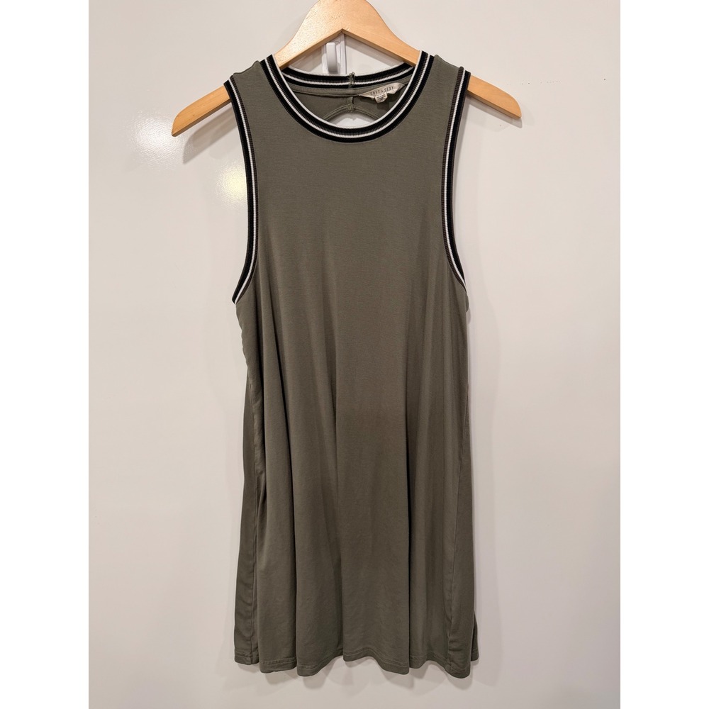 American Eagle Soft & Sexy Olive Green Striped Trim Keyhole Tank Top Medium